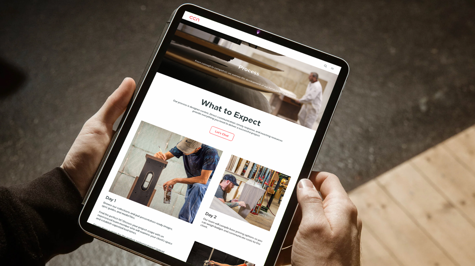 CCN process and history page on ipad